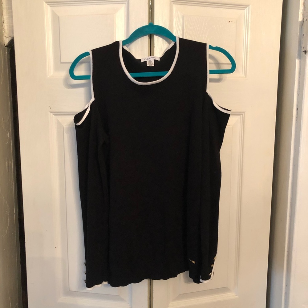 Shoulder-less Long Sleeve “Calvin Klein” Top